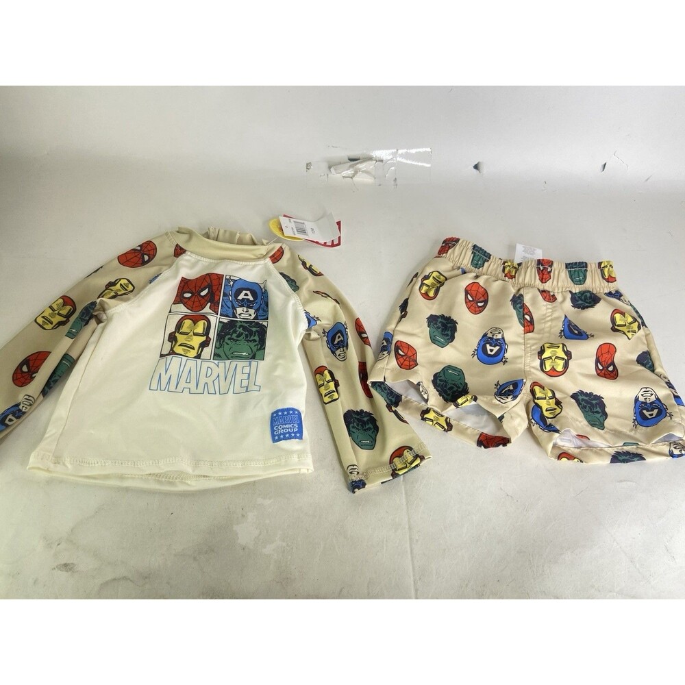 Marvel Avengers Rashguard Swimwear Set Top Bottoms Baby Boys Size 12 Months